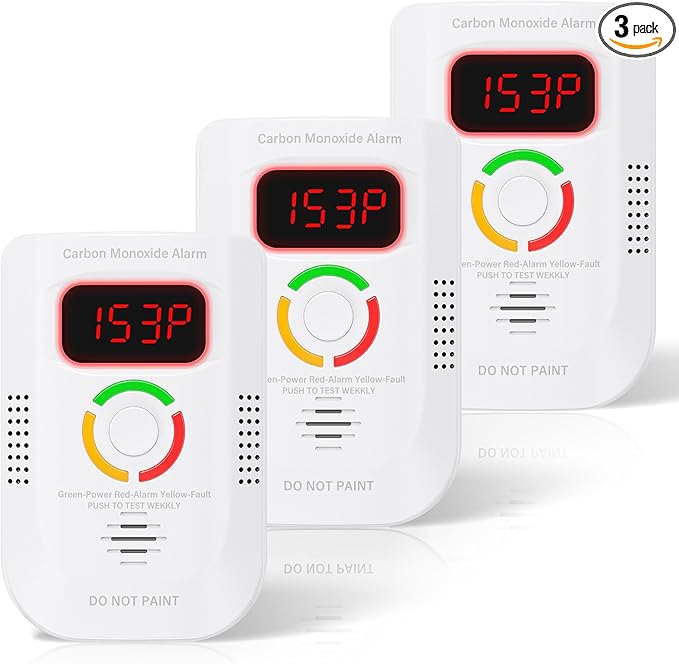 3 Pack Carbon Monoxide Detector, Plug-in Wall Carbon Monoxide Alarm, Portable by Dellershownow