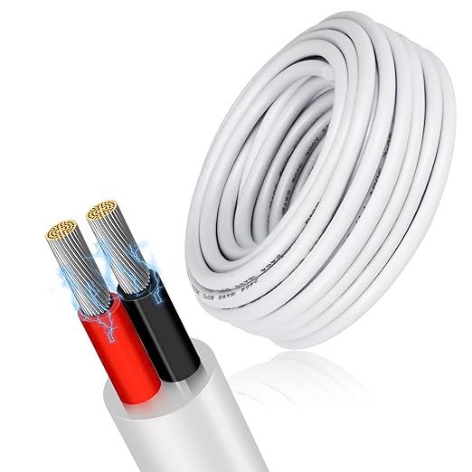 22 Gauge 2 Conductor Electrical Wire, 16.4FT Low Voltage 22/2 Tinned Copper by RESHAKE