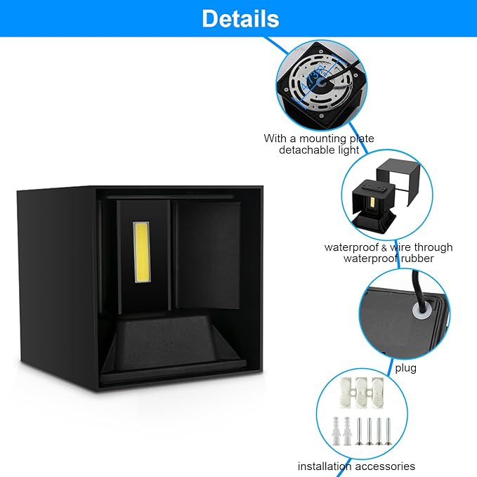 ledmo LED Up and Down Outdoor Wall Lights 20W Anti-Rust Adjustable Modern Wall - Image 5