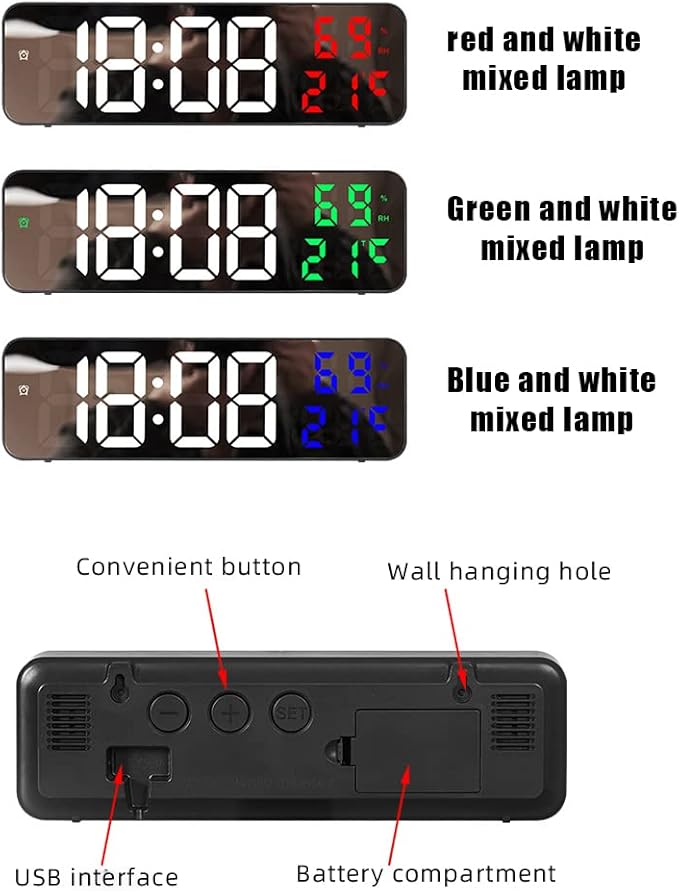 Gigicloud Led Wall Clock, 3 Level Dimmer Brightness Wall Digital Clock - Image 5