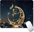 Golden Retro Fantasy Starry Moon Butterfly Square Mouse pad, Waterproof by Goodsprout