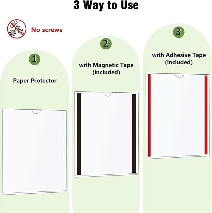Mutualsign 5pcs Wall Sign Holder 8.5"x11" Magnetic Sign Holder, Rigid Print - Image 3