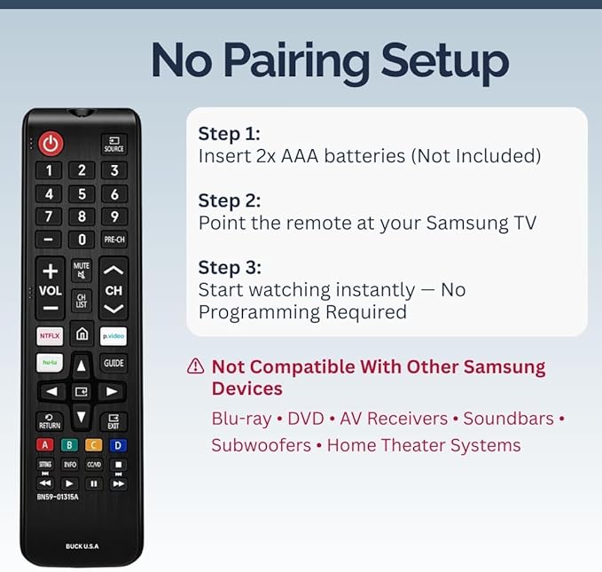 2 Pack BN59-01315A Samsung TV Remote Control Replacement - Image 5
