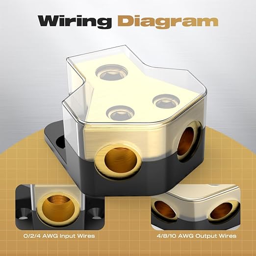 Distribution Block Car Audio, 2 Way 0/2/4 Gauge in 4/8/10 Gauge Out Amp Power - Image 6