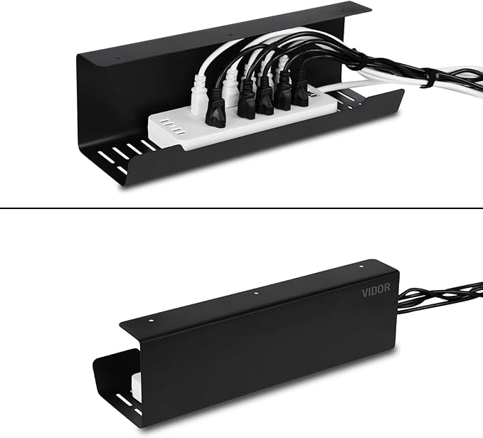VIDOR Under Desk Cable Management Tray 1-Pack, No Drill Alloy Steel, Wire - Image 4