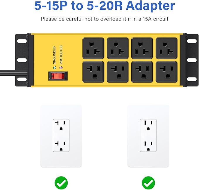 CCCEI Magnetic Heavy Duty Power Strip Surge Protector 20Amp, 12 Gauge High Amp - Image 5