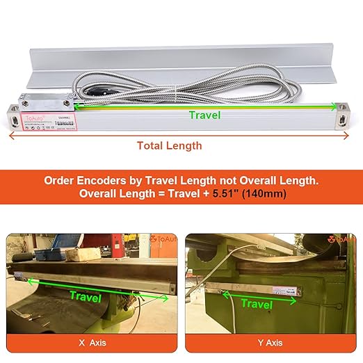 TOAUTO Digital Readout 2 Axis 3 Axis DRO Display Linear Scale 900mm 36" - Image 3