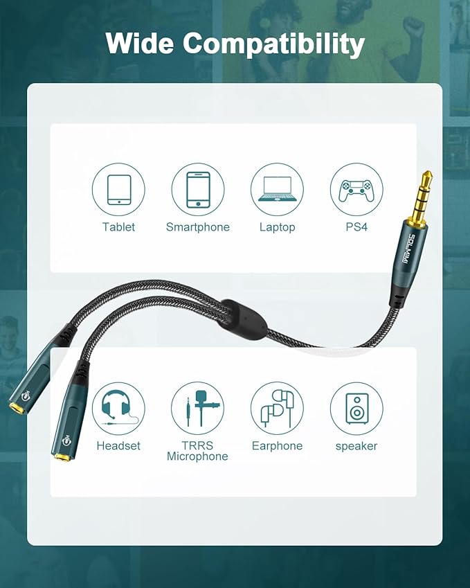 SOLMIMI Headphone Splitter for 2 Headphones, TRRS 3.5mm Male to 2 Female Audio - Image 5