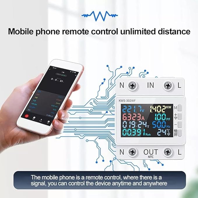 LCD Digital Energy Meter, Single Phase Energy Meter, Din Rail Electricity Usage - Image 2