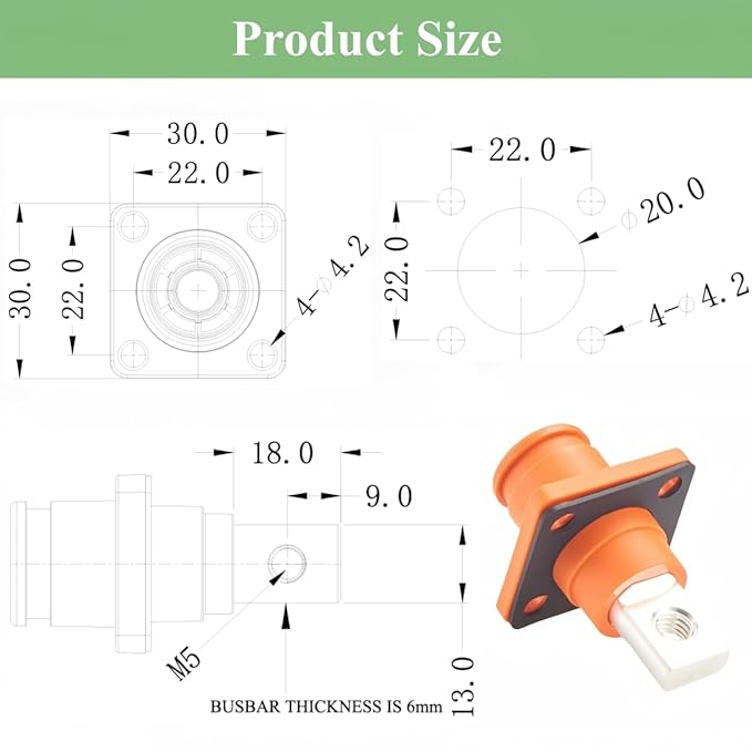1 Set Battery Energy Storage Connector 200A 50mm² High Current HV Connectors - Image 7