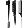 3 Pieces Hair Styling Comb Set Teasing Brush Rat Tail Comb Edge Brush by Goiple