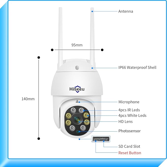 Hiseeu 3MP Security Camera Outdoor, WiFi Camera, Auto Tracking&Light Alarm - Image 7