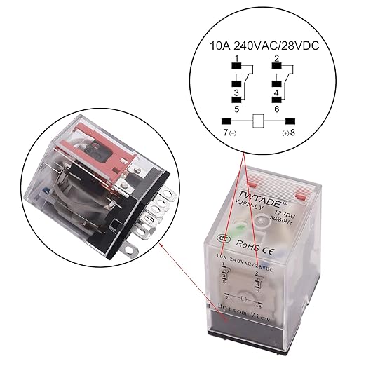 TWTADE/AC 24V Relay 10A Electromagnetic Power Coil Relay 8 Pins DPDT 2NO+2NC - Image 4