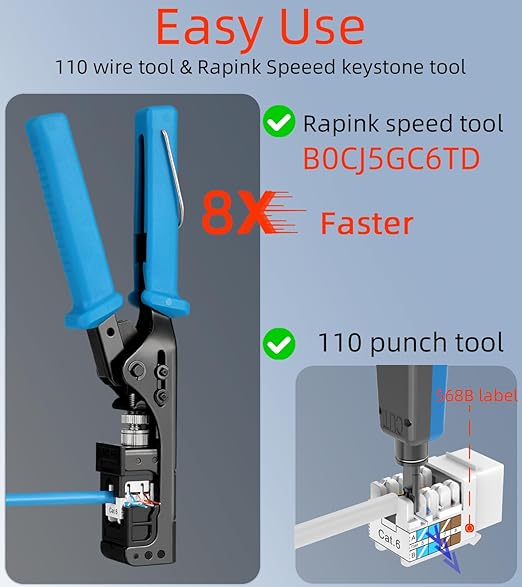 Rapink RJ45 Keystone Jack Cat6 10G Support, Keystone Jacks UTP 50 Pack - Image 4