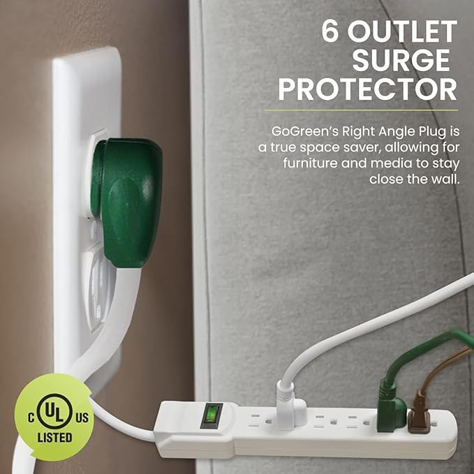 GoGreen Power Inc. 6 Outlet Surge Protector, 6FT Cord, 2 Pack - Image 3