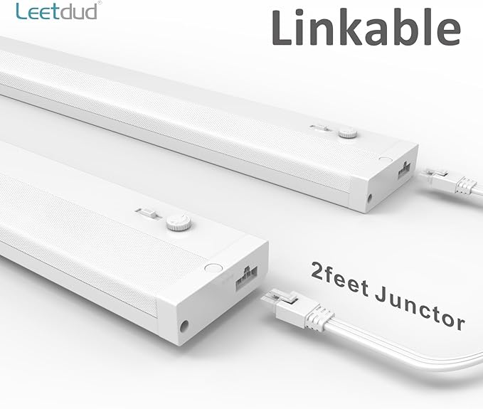 Leetdud Under Cabinet Lighting Plug in or Hardwired Built-in Dimmer, 24 Inch 12W - Image 4