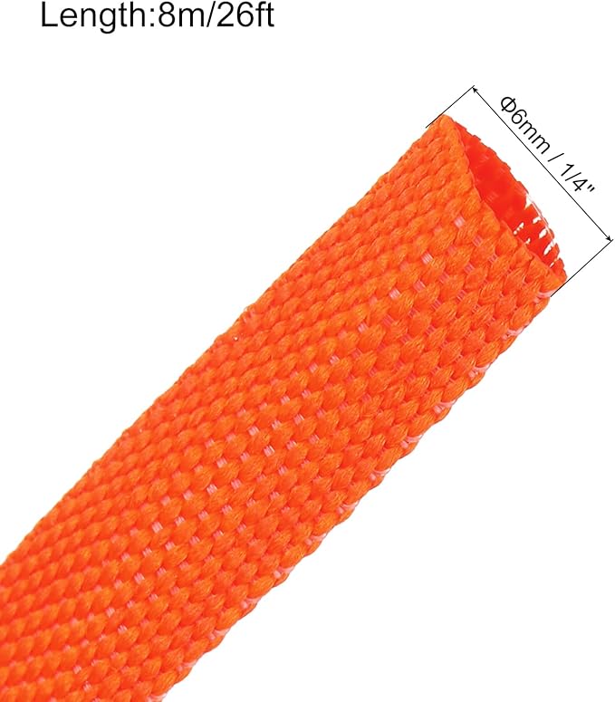 MECCANIXITY Braided Cable Sleeves Heat Shrinkable Fabric Sleeving, 1/4" 26ft - Image 2