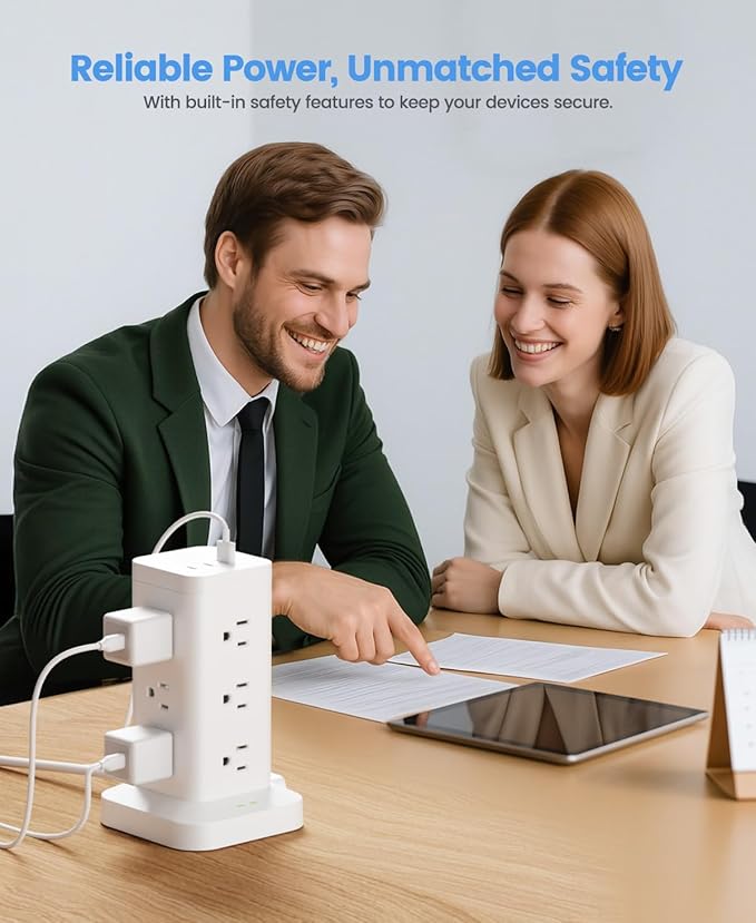 Power Strip Tower with Surge Protector 1800J, Fast Charging Tower PD20W USB-C - Image 7