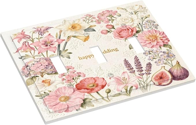 Bvtewkhz Floral Plant Watercolor Flowers 3 Gang Triple Toggle Decorative Outlet - Image 3