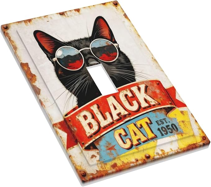 Bvtewkhz Black Cat Vintage 1 Gang Single Toggle Decorative Outlet Covers Light - Image 3