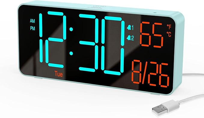 KOSUMOSU Alarm Clock for Bedroom, 6.7in Small Digital Clock, Auto Dimming by KOSUMOSUTECHNOLOGY