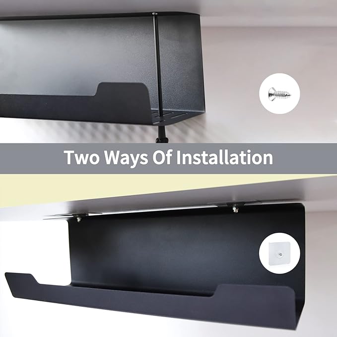 VIDOR Under Desk Cable Management Tray 1-Pack, No Drill Alloy Steel, Wire - Image 7