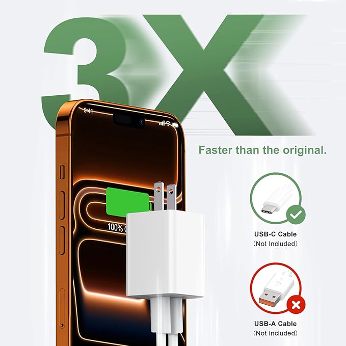 USB C Wall Charger 40W, 1 Pack Dual Port 20W PD 3.0 Type C Fast Charging Block - Image 3