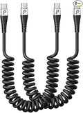 USB C to C Charger Cable, Coiled USB-C Cable by PRAKIE