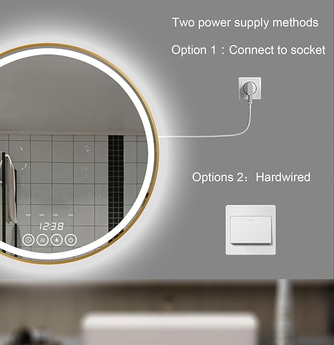 32 Inch Wall-Mounted Round Bathroom Mirror - Image 7