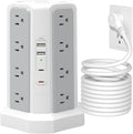 Surge Protector Power Strip Tower, 10FT Long Extension Cord by Fararaka