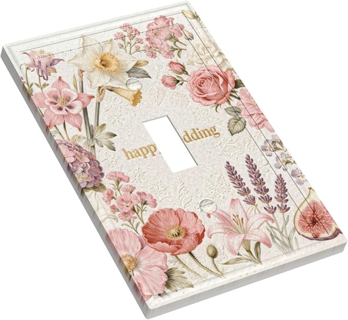 Bvtewkhz Floral Plant Watercolor Flowers 1 Gang Single Toggle Decorative Outlet - Image 3