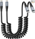 KIYODA USB Type C to Lightning Cable 6FT 2Pack, Coiled iPhone Charger Fast by KIYODA