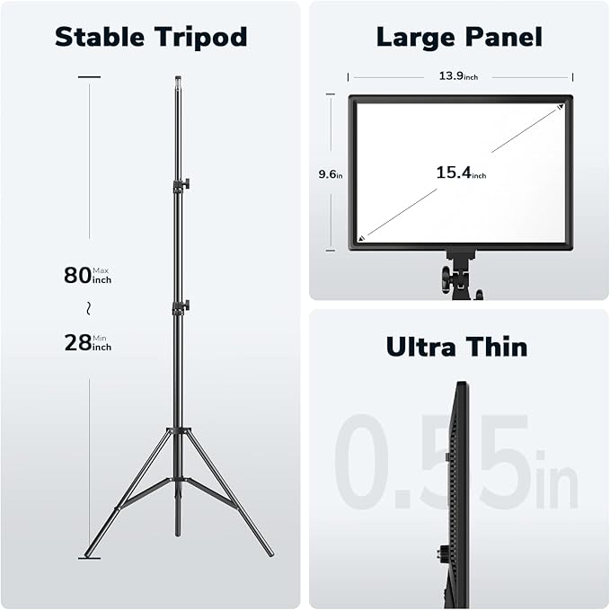 Dazzne D50 LED Video Light Panel Lights 15.4", 2 Packs 45W 3000K-8000K Bi-Color - Image 5