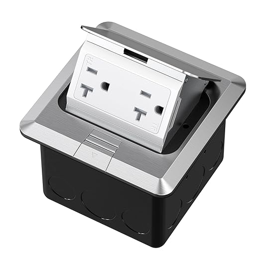 KYHSHJ Pop Up Floor Electrical Outlet Box Kit，20 Amp Stainless Steel TR by KYHSHJ