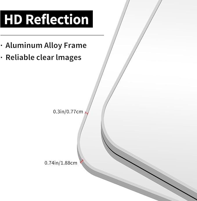 Silver Bathroom Mirror, 30 x 36 Inch Metal Framed Silver Rectangle Mirror - Image 9