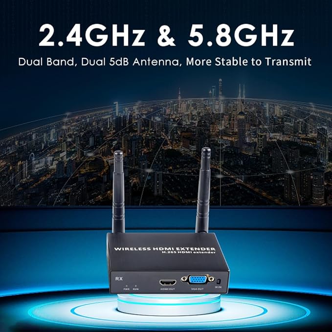 EXVIST 100M 1080P VGA Wireless HDMI Extender 1x Receiver Only, HDMI & VGA Dual - Image 3