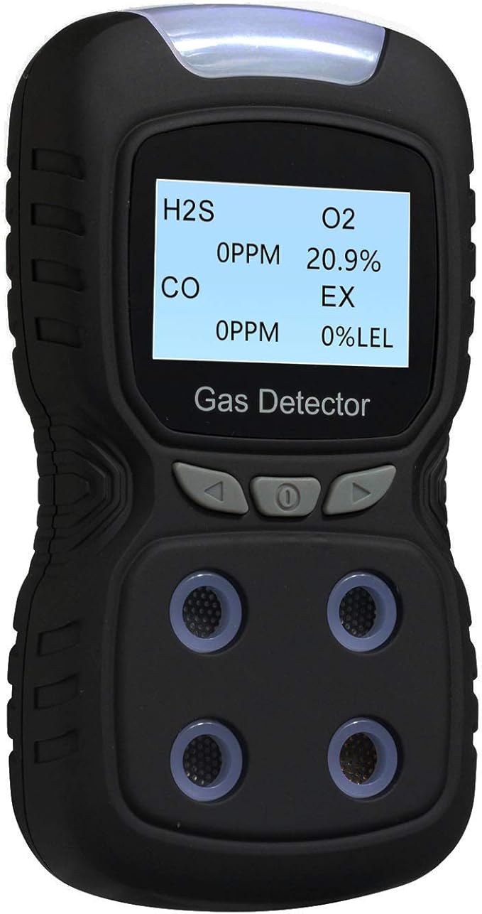 Vzmcov 4 in 1 Gas Detector, Rechargeable Portable 4 in 1 Gas Clip 4-Gas Monitor by Vzmcov