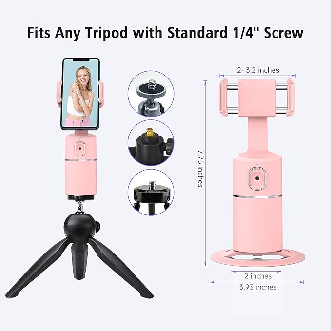 camrola Auto Face Tracking Phone Holder, No App Required, 360° Rotation Face - Image 6
