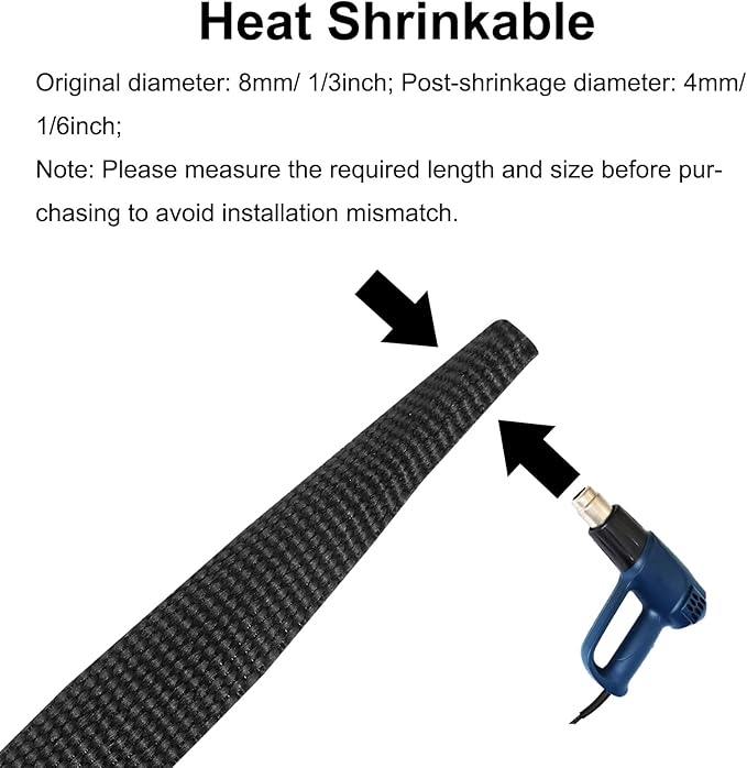MECCANIXITY Braided Cable Sleeves Heat Shrinkable Fabric Sleeving, 5/16" 40ft - Image 3