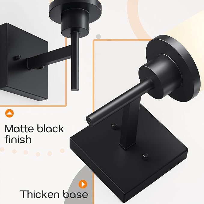 AONEON Wall Light Fixtures Matte Black Bathroom Vanity Lights Over Mirror - Image 6