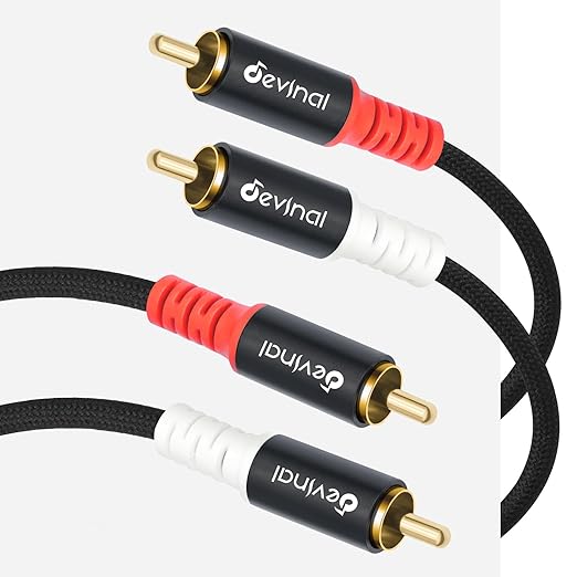 Devinal 25FT RCA Cables, 2RCA to 4RCA Audio Cable, Male Stereo RCA Cord by Devinal
