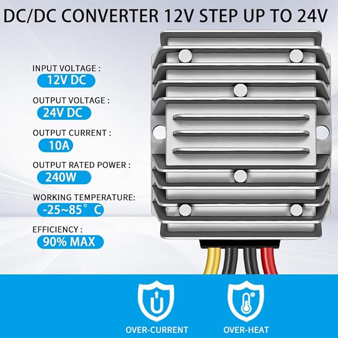 DC 12v to 24v Step up Converter Regulator 10A 240W, DC Converter 12V Step Up to - Image 5
