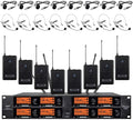 Wireless Microphone System Pro Audio 8 Channel UHF 8 Lavalier Bodypacks 8 Lapel by WENWEN