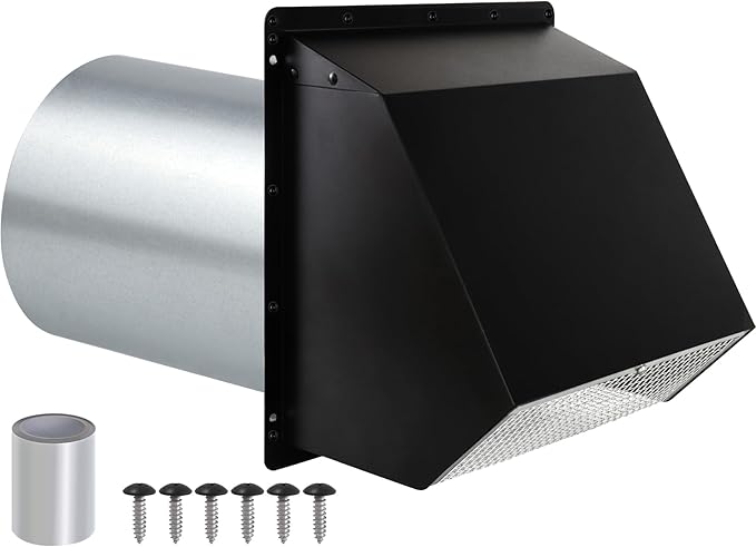 4 Inch Hooded Wall Vent with Screen and Damper, Outdoor Dryer Vent Cover by JYINCPED