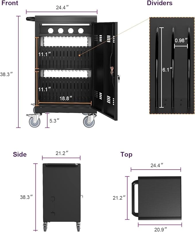 TIOPLY 36 Device Charging Cart for Laptop Up to 16.3-inch Screen, Mobile - Image 3