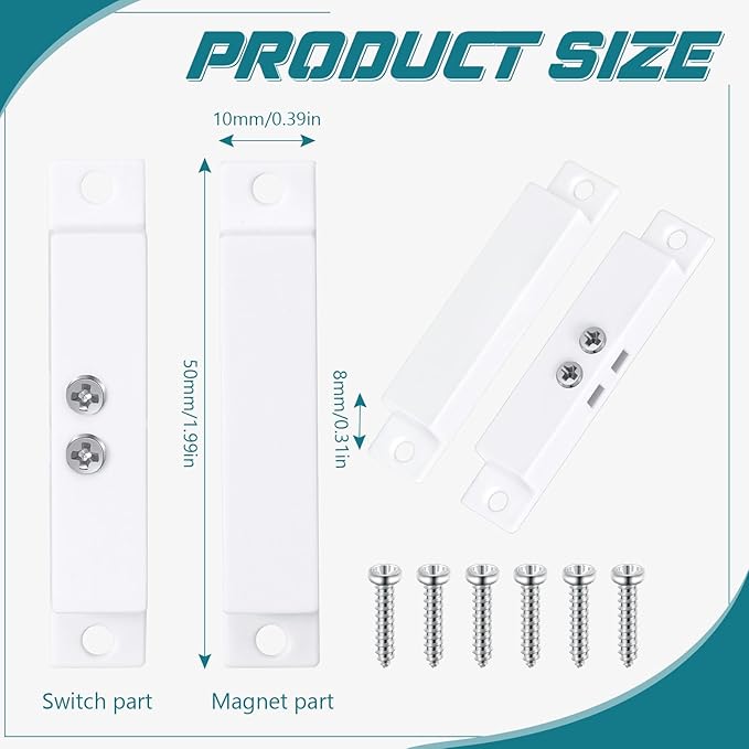 Tellegloww 10 Sets NC Wired Surface Mounted Alarm Magnetic Door Contact Sensor - Image 2