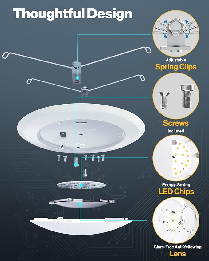 Sunco 48 Pack 5/6 Inch LED Disk Lights, Flush Mount Disc Recessed Ceiling Can - Image 6