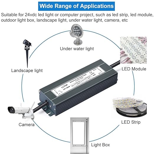 LLTOP LED Power Supply 24V 8.3A 200W LED Driver AC90-130V to 24VDC Converter - Image 6