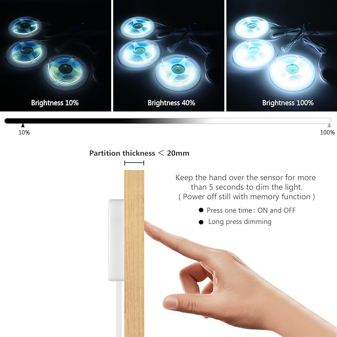 12V COB LED Strip Lights Kit, 3.3Ft 6-in-1 Self-Adhesive LED Under Cabinet - Image 2