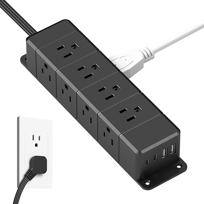 40W Fast Charging Under Desk Power Strip, 12 Outlet Mountable Power Strip by ANNQUAN